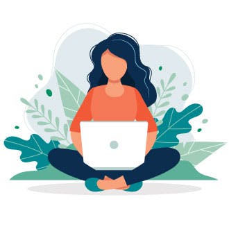 Woman sitting on laptop